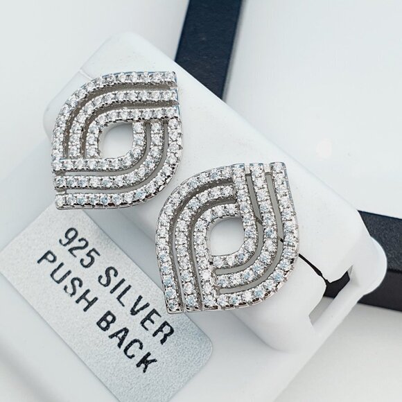 "925 Sterling Silver Cubic Zirconia Earrings, UU1P6A6071 - Picture 7 of 8